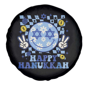 Happy Hanukkah Spare Tire Cover Groovy Star Of David Smile Face Chanukah Pajama TS10 Print Your Wear
