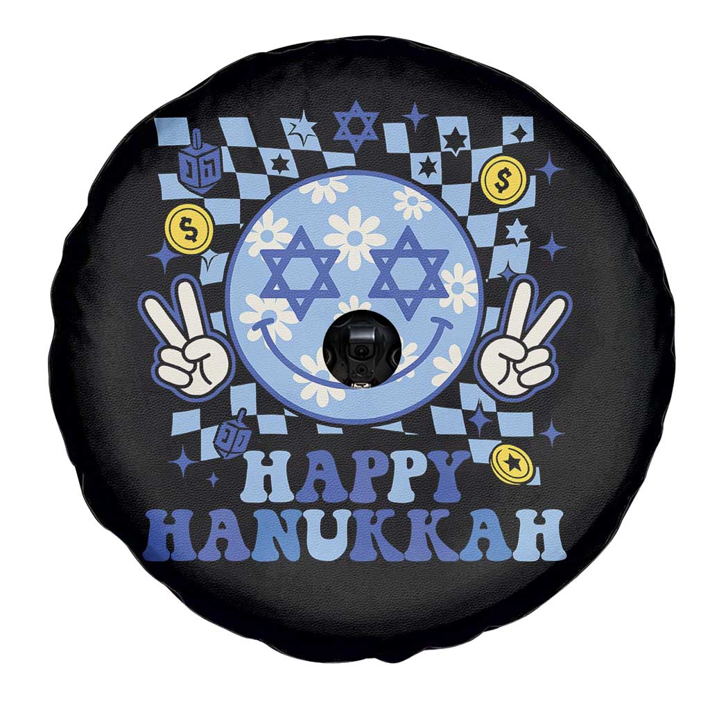 Happy Hanukkah Spare Tire Cover Groovy Star Of David Smile Face Chanukah Pajama TS10 Print Your Wear