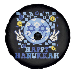 Happy Hanukkah Spare Tire Cover Groovy Star Of David Smile Face Chanukah Pajama TS10 Print Your Wear