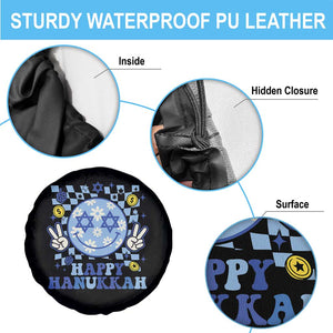Happy Hanukkah Spare Tire Cover Groovy Star Of David Smile Face Chanukah Pajama TS10 Print Your Wear