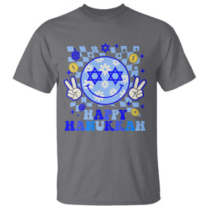 Happy Hanukkah T Shirt Groovy Star Of David Smile Face Chanukah Pajama TS10 Charcoal Print Your Wear
