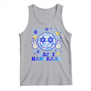 Happy Hanukkah Tank Top Groovy Star Of David Smile Face Chanukah Pajama TS10 Athletic Heather Print Your Wear