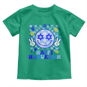 Happy Hanukkah Toddler T Shirt Groovy Star Of David Smile Face Chanukah Pajama TS10 Irish Green Print Your Wear
