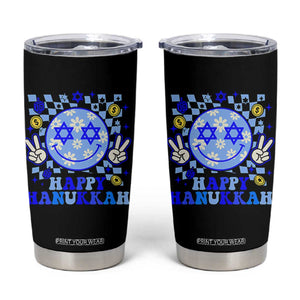 Happy Hanukkah Tumbler Cup Groovy Star Of David Smile Face Chanukah Pajama TS10 Black Print Your Wear