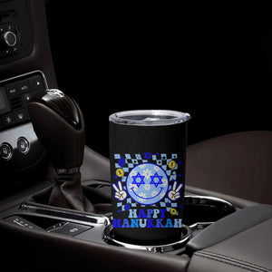Happy Hanukkah Tumbler Cup Groovy Star Of David Smile Face Chanukah Pajama TS10 Print Your Wear