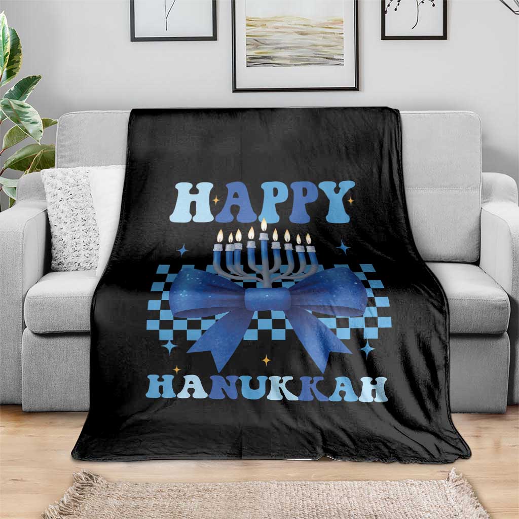 Coquette Hanukkah Throw Blanket Jewish Menorah Bow Girls TS10 Print Your Wear