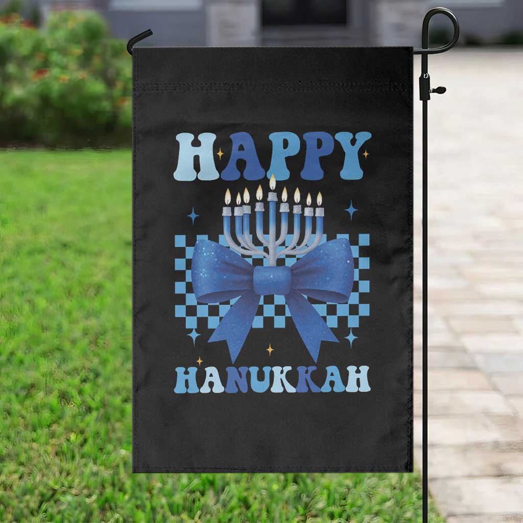 Coquette Hanukkah Garden Flag Jewish Menorah Bow Girls TS10 Print Your Wear
