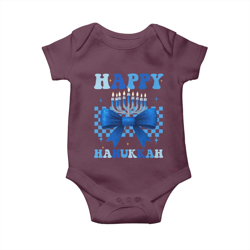Coquette Hanukkah Baby Onesie Jewish Menorah Bow Girls TS10 Maroon Print Your Wear