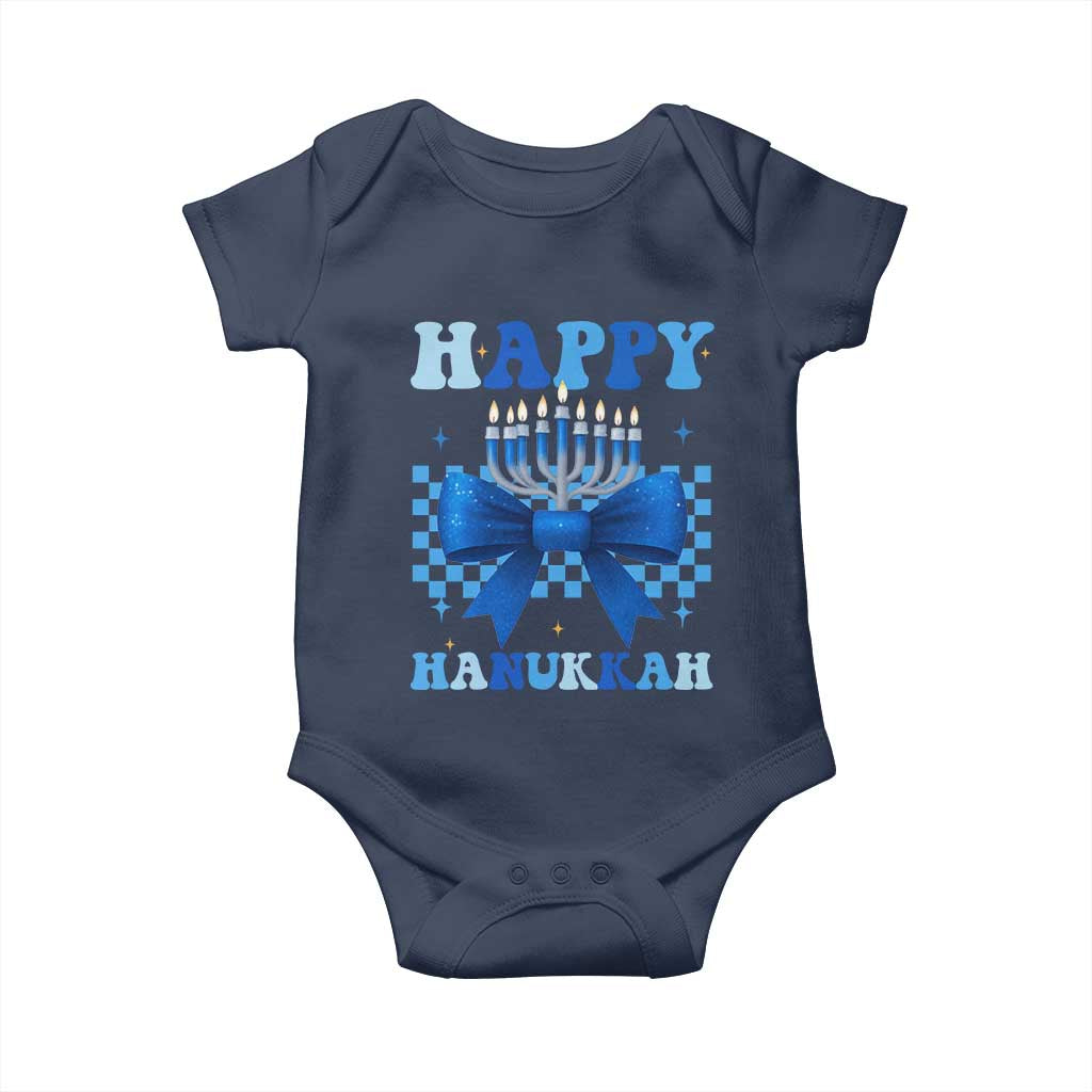 Coquette Hanukkah Baby Onesie Jewish Menorah Bow Girls TS10 Navy Print Your Wear