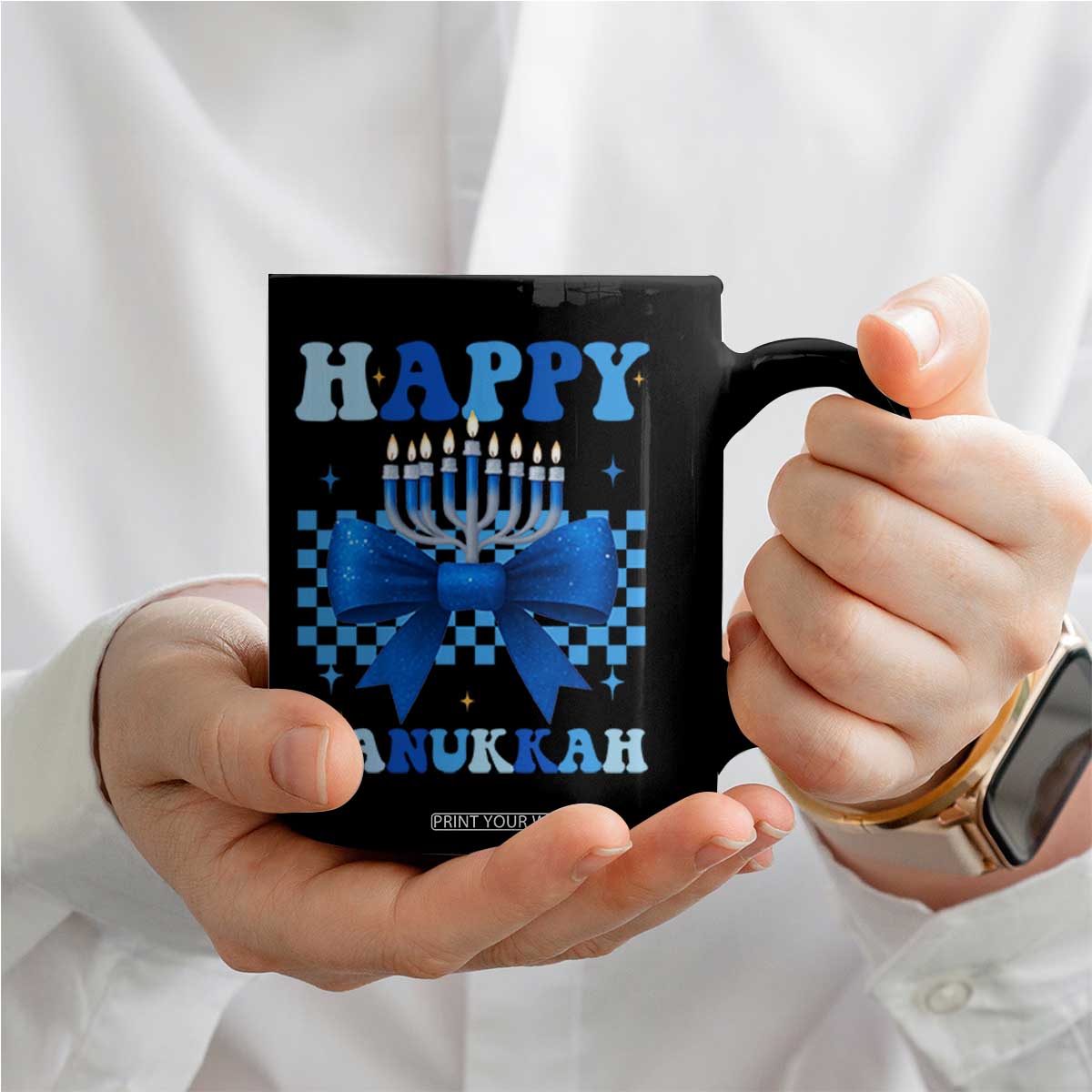 Coquette Hanukkah Coffee Mug Jewish Menorah Bow Girls TS10 Print Your Wear