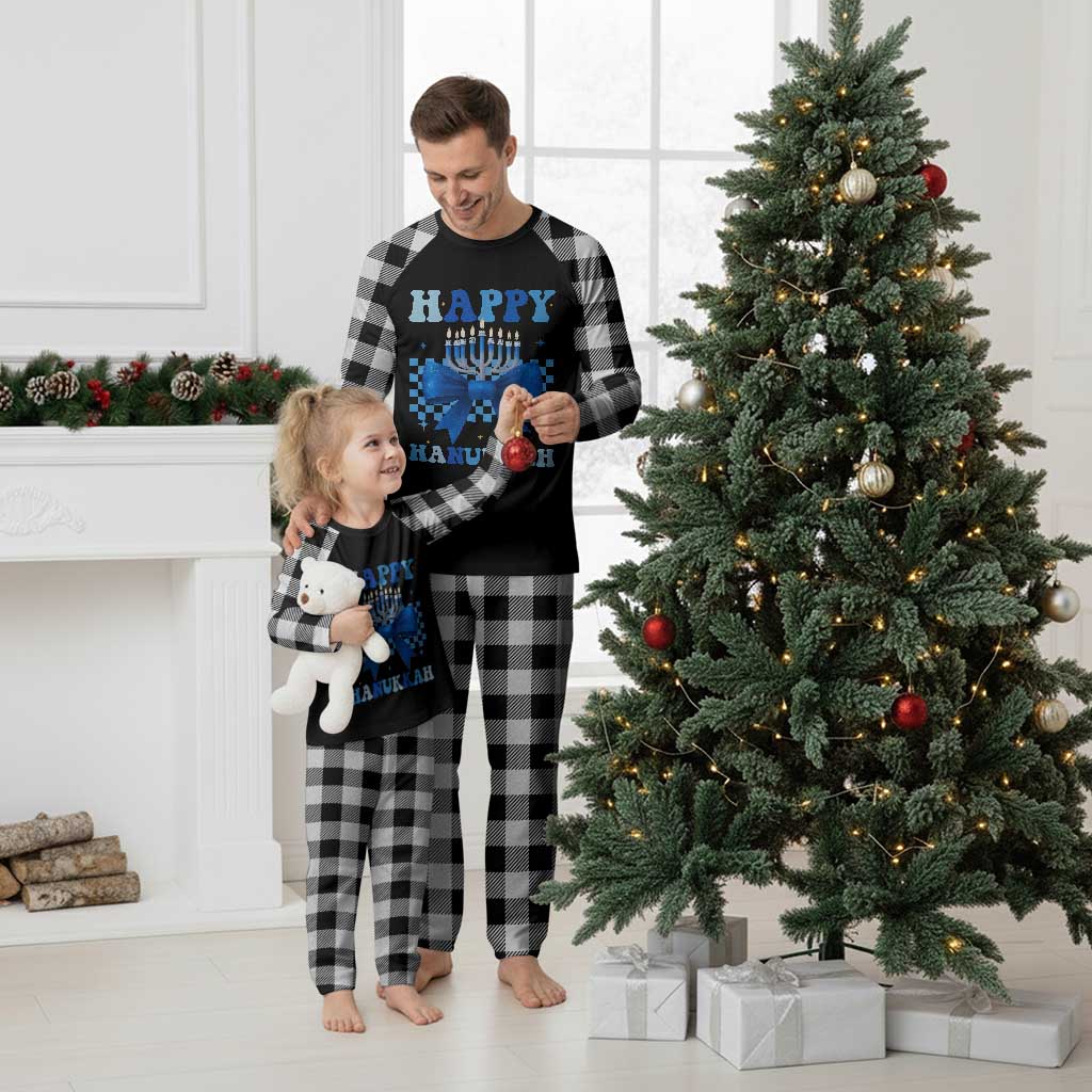 Coquette Hanukkah Plaid Pajama Set Jewish Menorah Bow Girls TS10 White Plaid Print Your Wear