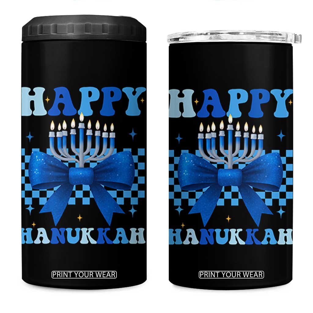 Coquette Hanukkah 4 in 1 Can Cooler Tumbler Jewish Menorah Bow Girls TS10 One Size: 16 oz Black Print Your Wear