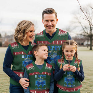 Coquette Hanukkah V-Neck Knit Sweater Vest Jewish Menorah Bow Girls TS10 Red Green Print Your Wear