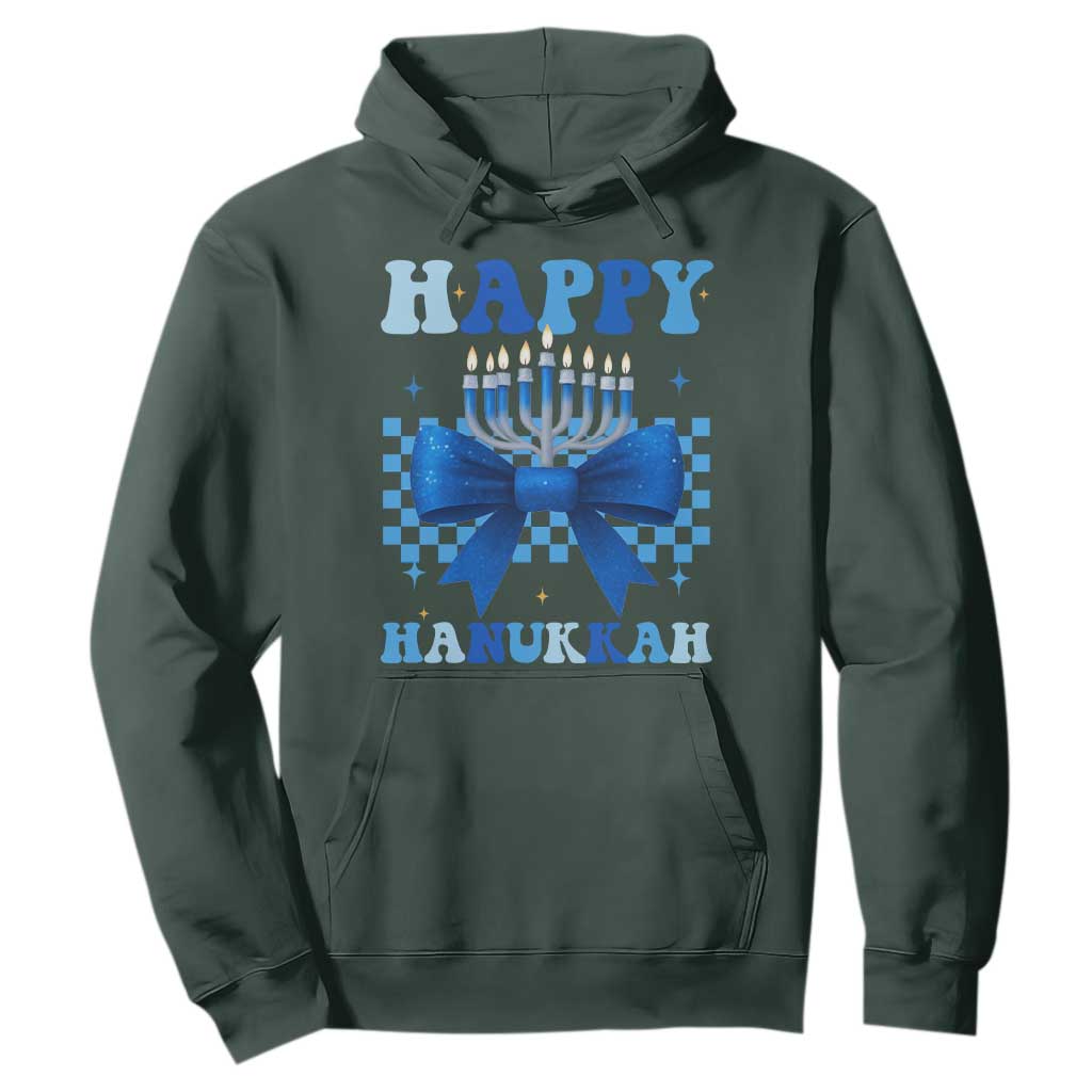 Coquette Hanukkah Hoodie Jewish Menorah Bow Girls TS10 Dark Forest Green Print Your Wear