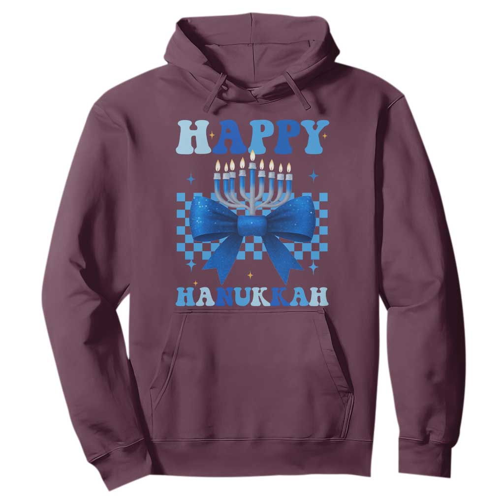 Coquette Hanukkah Hoodie Jewish Menorah Bow Girls TS10 Maroon Print Your Wear