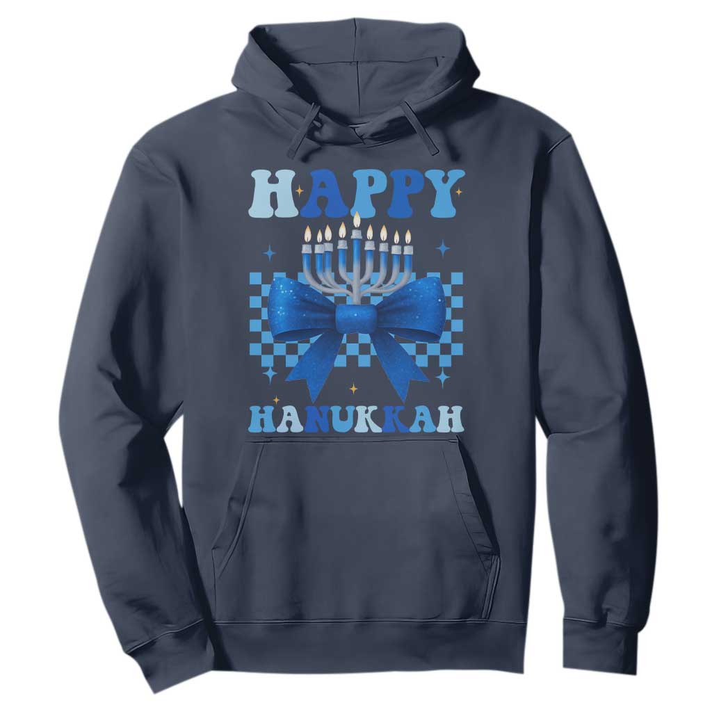 Coquette Hanukkah Hoodie Jewish Menorah Bow Girls TS10 Navy Print Your Wear