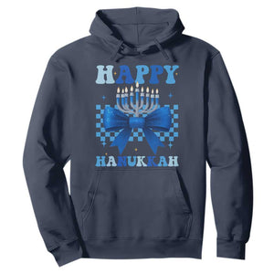 Coquette Hanukkah Hoodie Jewish Menorah Bow Girls TS10 Navy Print Your Wear