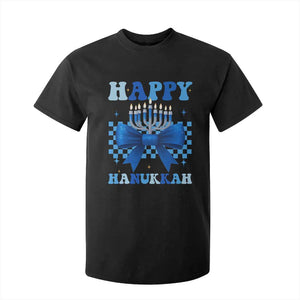 Coquette Hanukkah T Shirt For Kid Jewish Menorah Bow Girls TS10 Black Print Your Wear