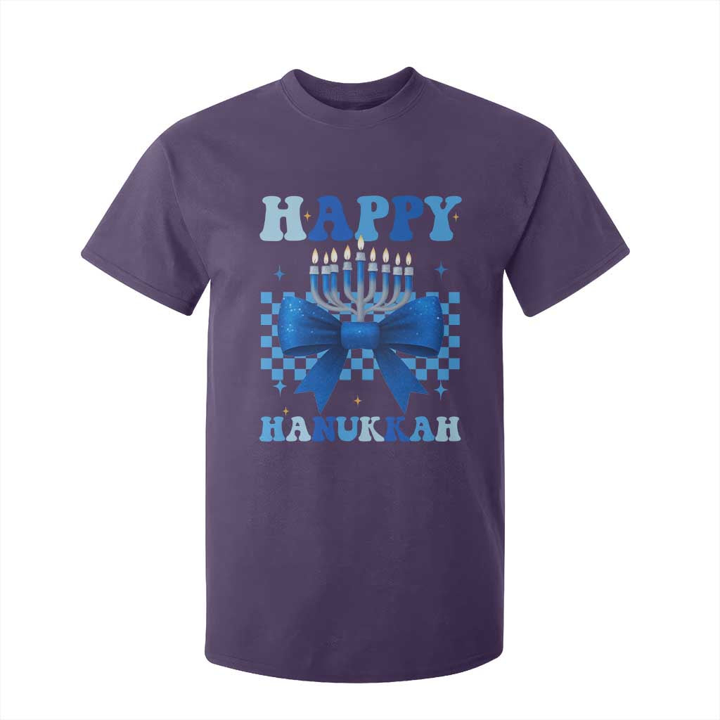 Coquette Hanukkah T Shirt For Kid Jewish Menorah Bow Girls TS10 Purple Print Your Wear