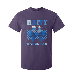 Coquette Hanukkah T Shirt For Kid Jewish Menorah Bow Girls TS10 Purple Print Your Wear
