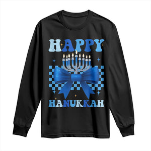 Coquette Hanukkah Long Sleeve Shirt Jewish Menorah Bow Girls TS10 Black Print Your Wear