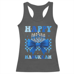 Coquette Hanukkah Racerback Tank Top Jewish Menorah Bow Girls TS10 Dark Heather Print Your Wear