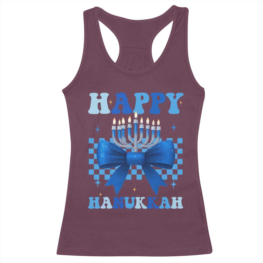 Coquette Hanukkah Racerback Tank Top Jewish Menorah Bow Girls TS10 Maroon Print Your Wear