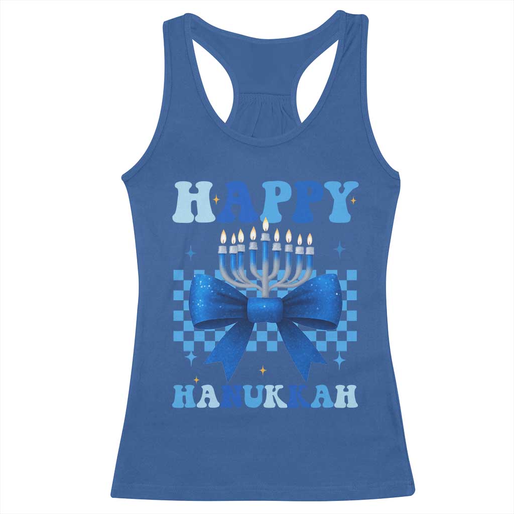 Coquette Hanukkah Racerback Tank Top Jewish Menorah Bow Girls TS10 Royal Blue Print Your Wear