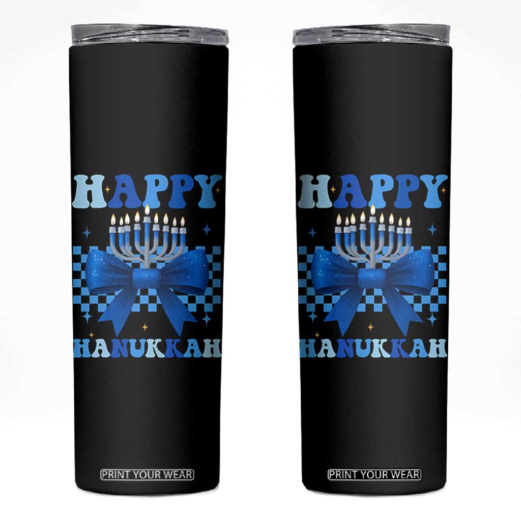 Coquette Hanukkah Skinny Tumbler Jewish Menorah Bow Girls TS10 Black Print Your Wear