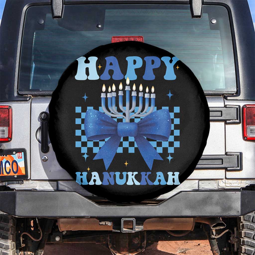 Coquette Hanukkah Spare Tire Cover Jewish Menorah Bow Girls TS10 No hole Black Print Your Wear