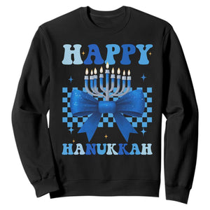Coquette Hanukkah Sweatshirt Jewish Menorah Bow Girls TS10 Black Print Your Wear