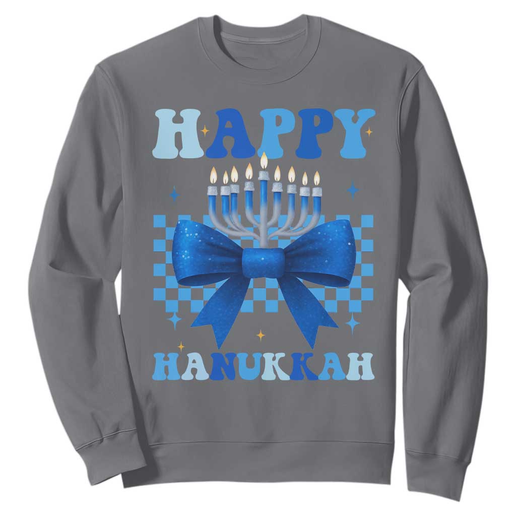 Coquette Hanukkah Sweatshirt Jewish Menorah Bow Girls TS10 Charcoal Print Your Wear