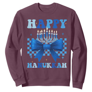 Coquette Hanukkah Sweatshirt Jewish Menorah Bow Girls TS10 Maroon Print Your Wear