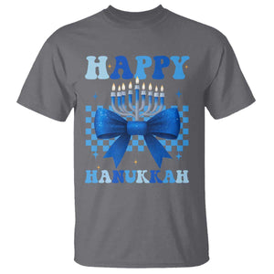 Coquette Hanukkah T Shirt Jewish Menorah Bow Girls TS10 Charcoal Print Your Wear