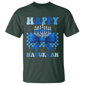 Coquette Hanukkah T Shirt Jewish Menorah Bow Girls TS10 Dark Forest Green Print Your Wear