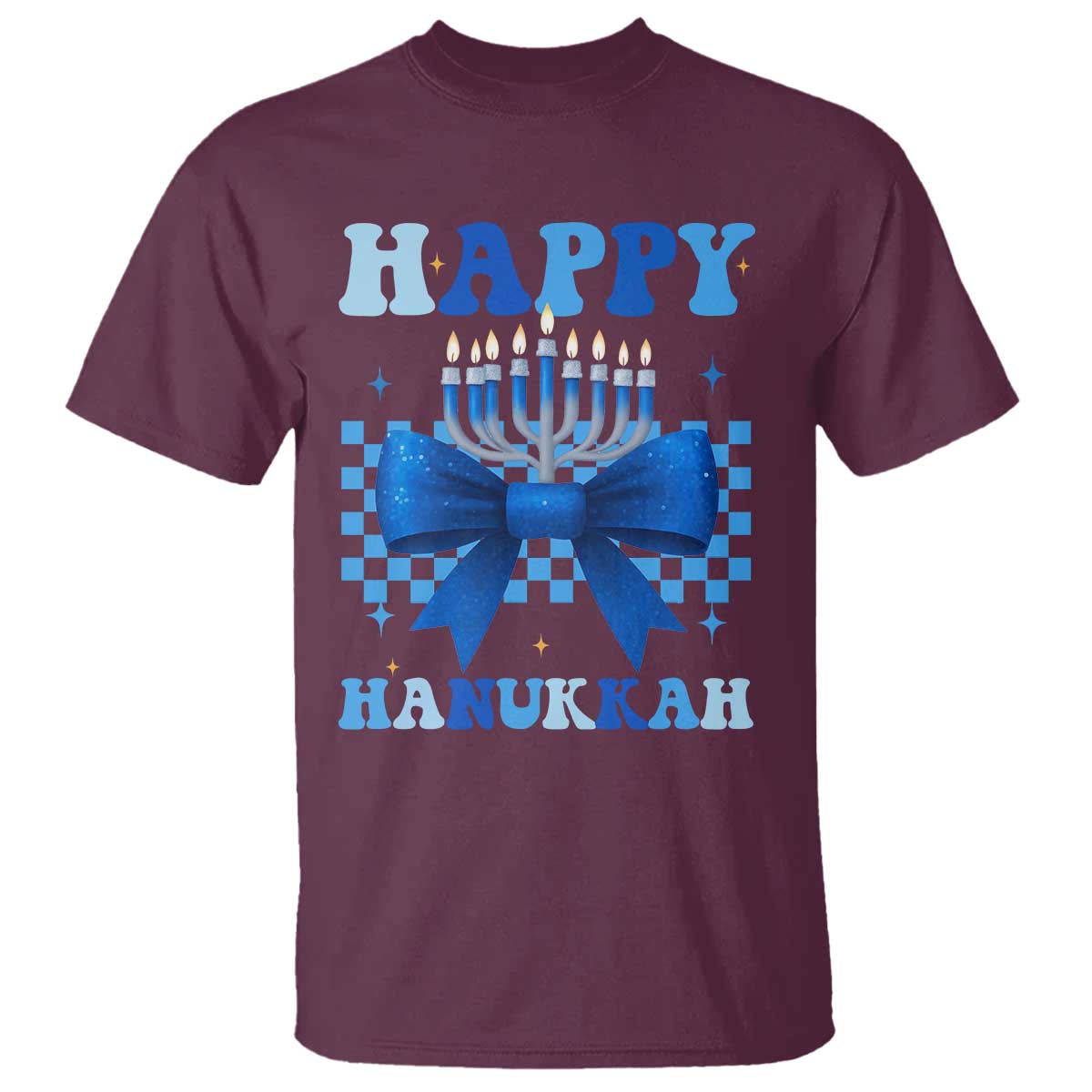 Coquette Hanukkah T Shirt Jewish Menorah Bow Girls TS10 Maroon Print Your Wear