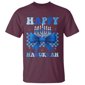Coquette Hanukkah T Shirt Jewish Menorah Bow Girls TS10 Maroon Print Your Wear