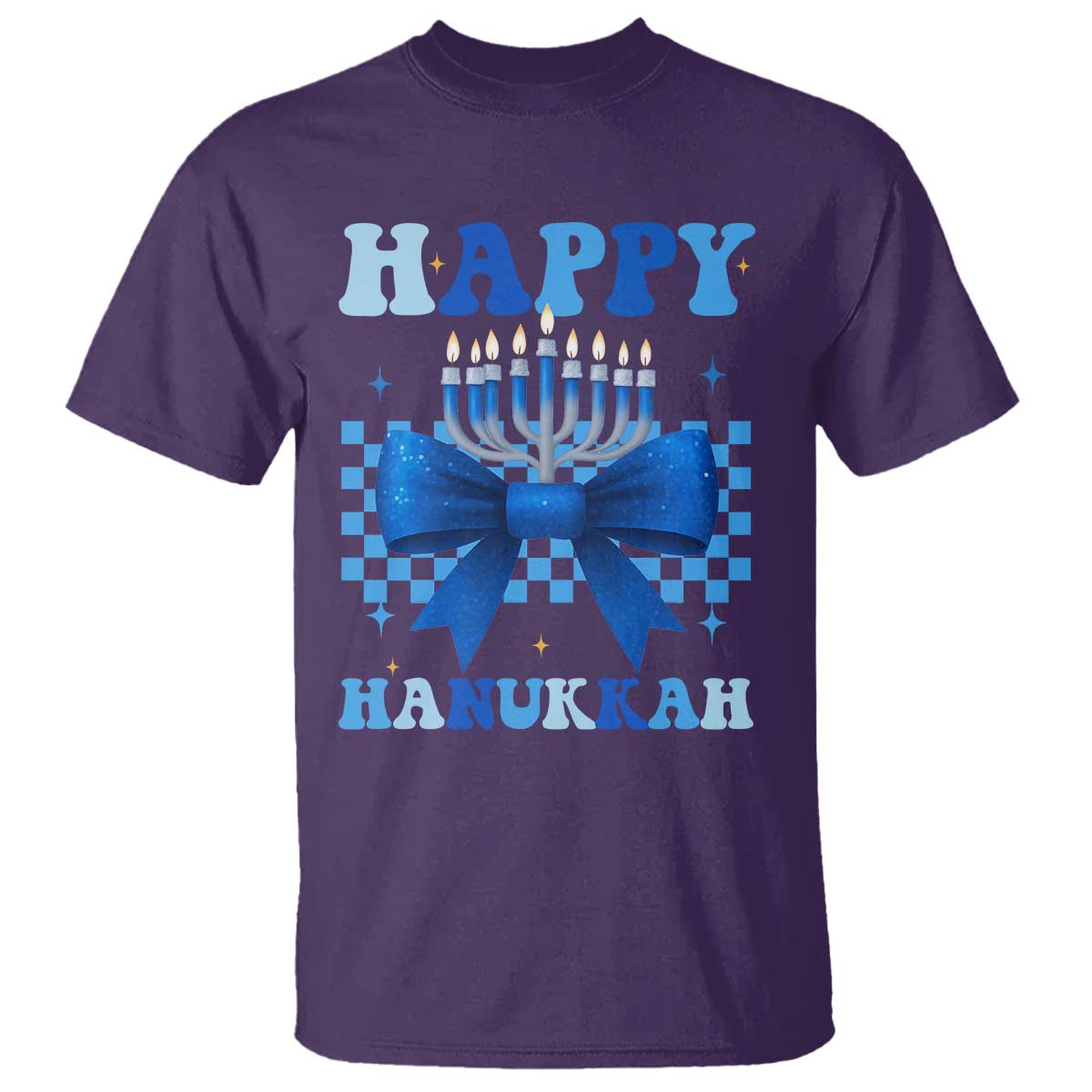 Coquette Hanukkah T Shirt Jewish Menorah Bow Girls TS10 Purple Print Your Wear