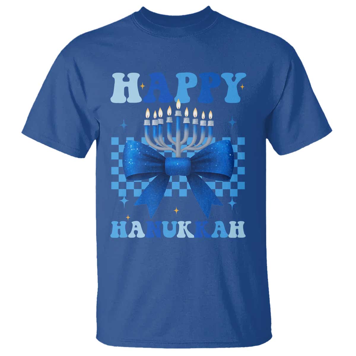Coquette Hanukkah T Shirt Jewish Menorah Bow Girls TS10 Royal Blue Print Your Wear