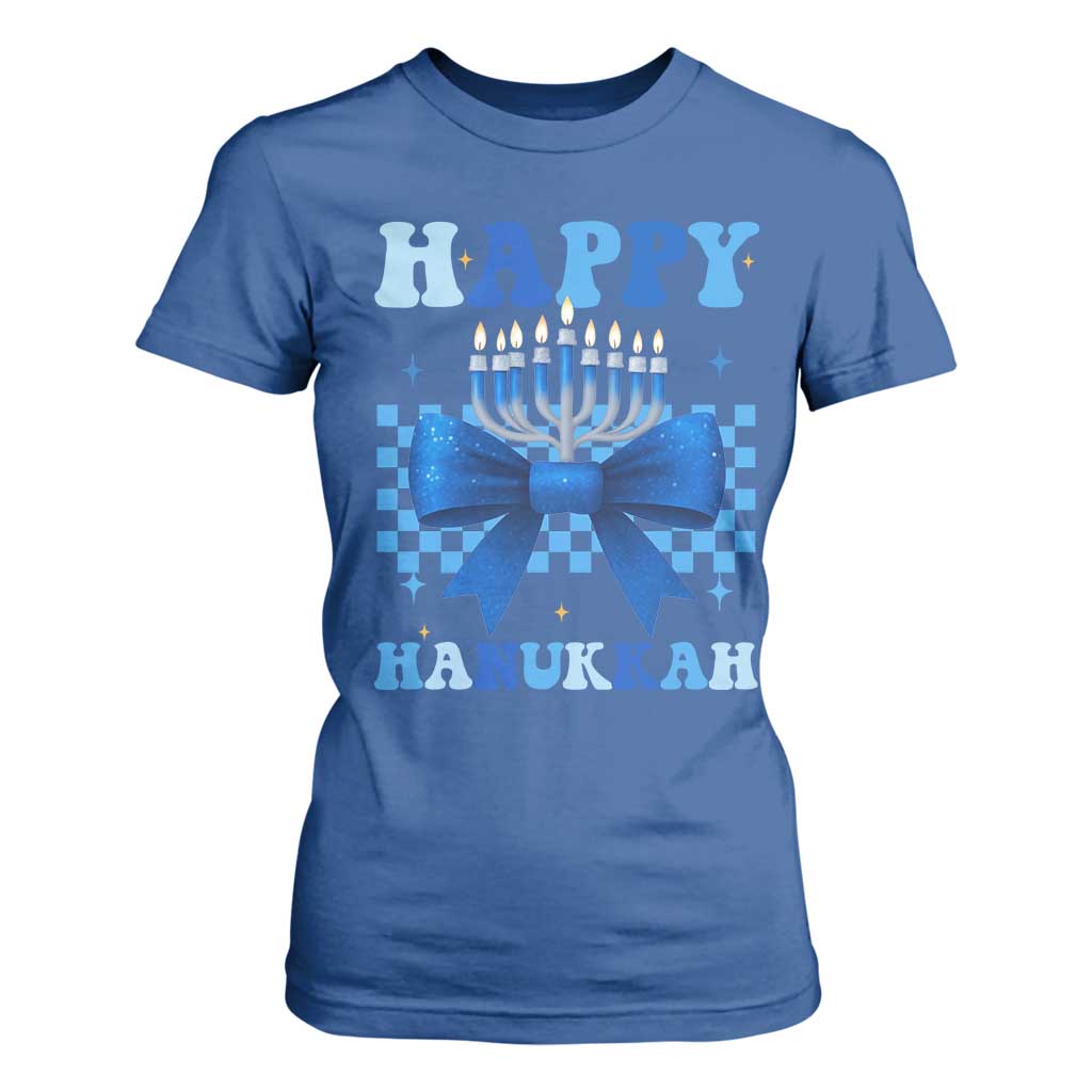 Coquette Hanukkah T Shirt For Women Jewish Menorah Bow Girls TS10 Royal Blue Print Your Wear