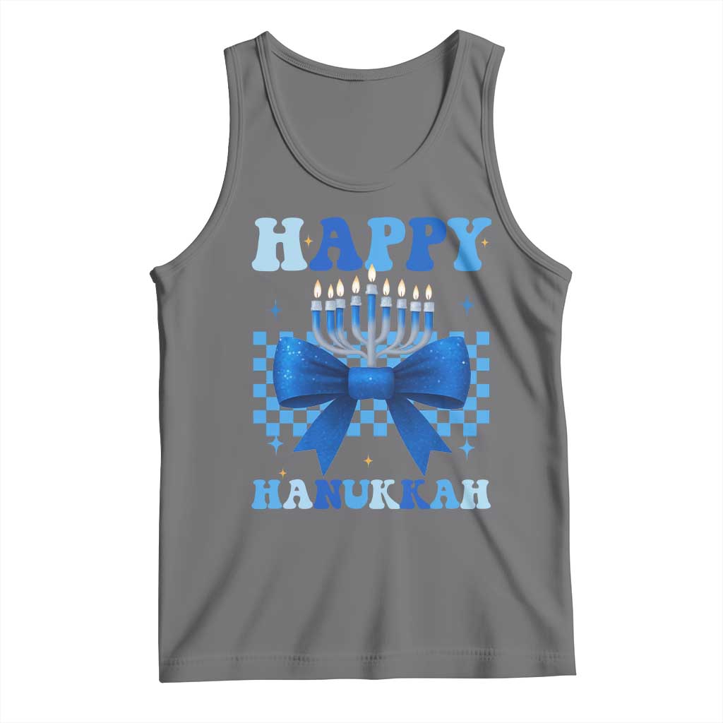 Coquette Hanukkah Tank Top Jewish Menorah Bow Girls TS10 Black Heather Print Your Wear