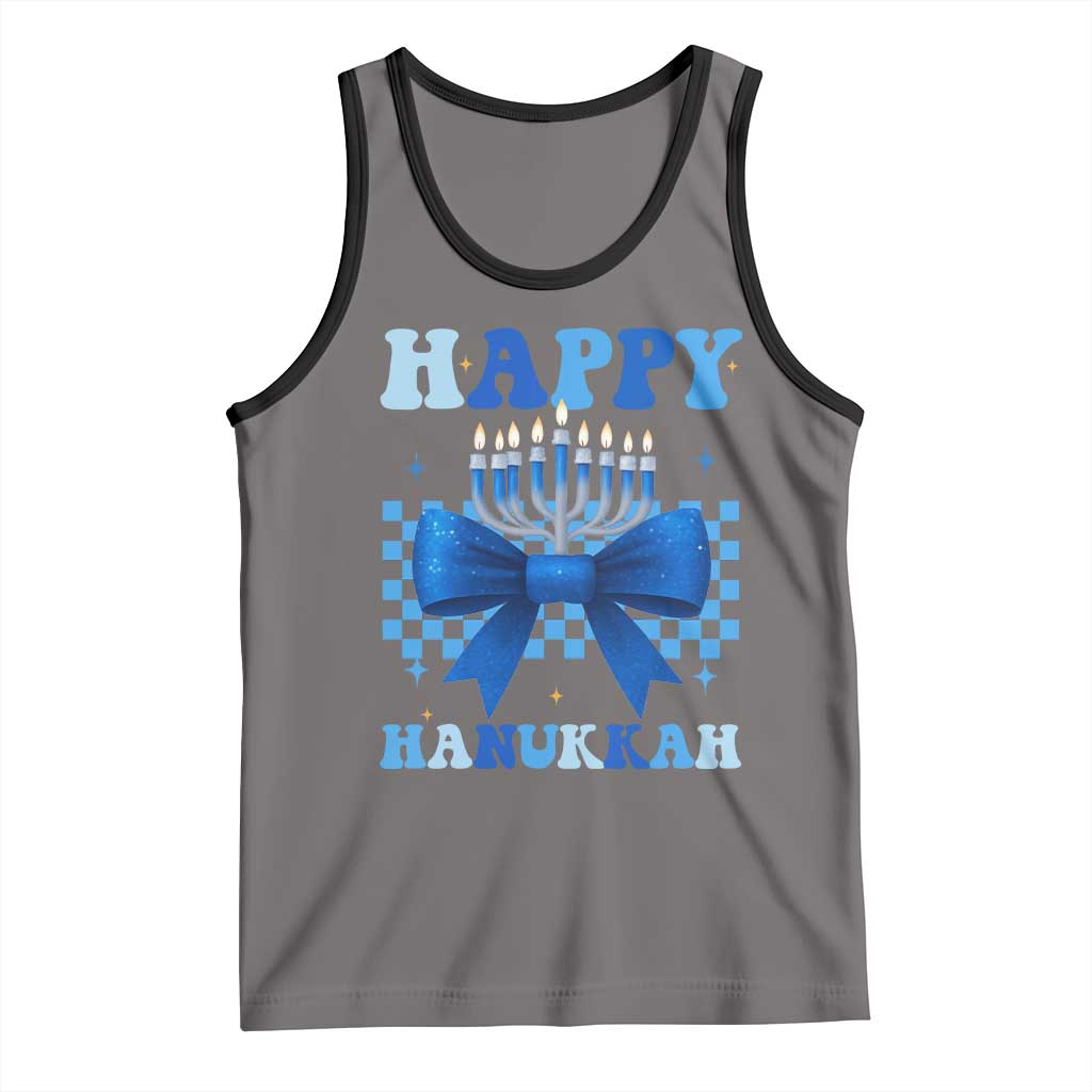 Coquette Hanukkah Tank Top Jewish Menorah Bow Girls TS10 Deep Heather Black Print Your Wear