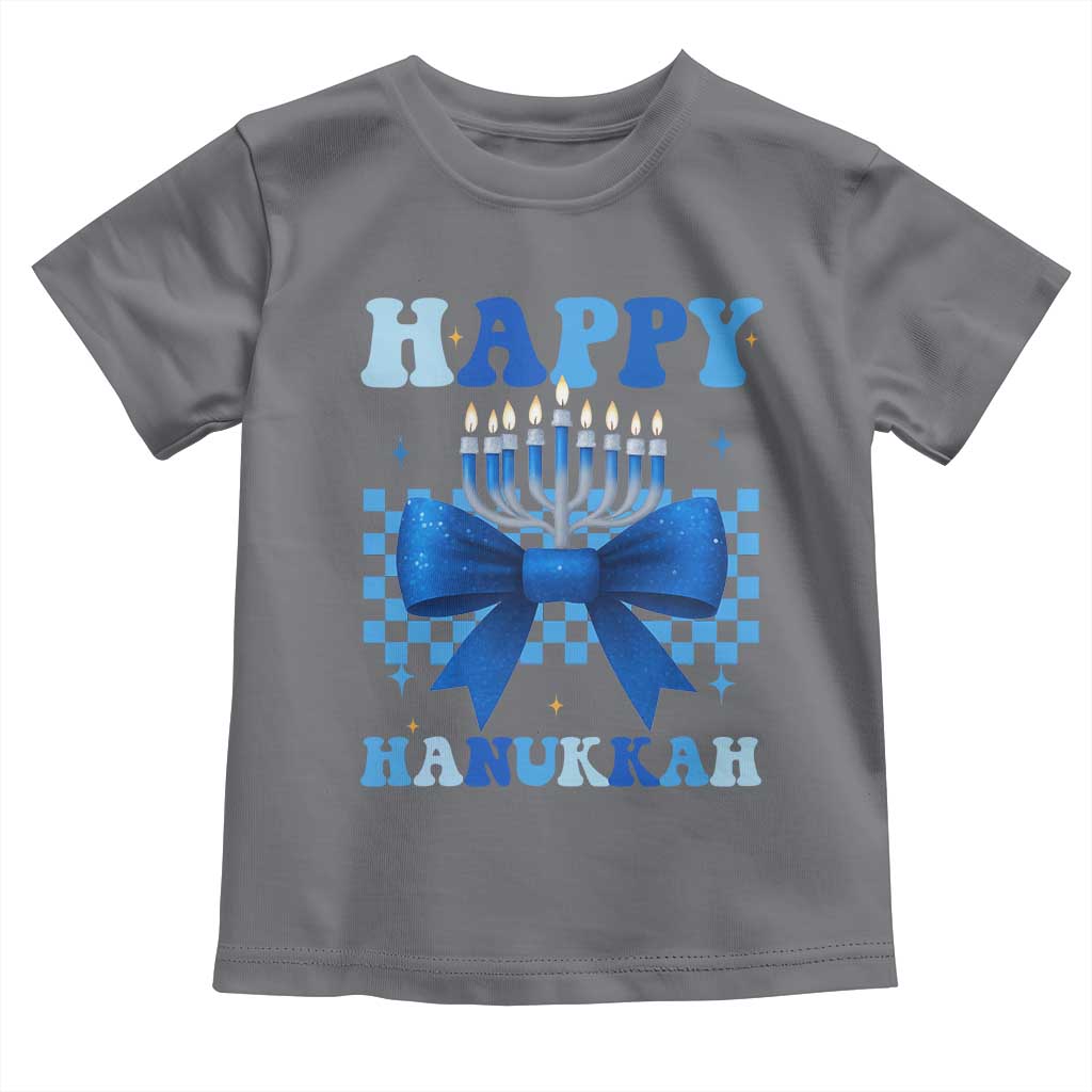 Coquette Hanukkah Toddler T Shirt Jewish Menorah Bow Girls TS10 Charcoal Print Your Wear