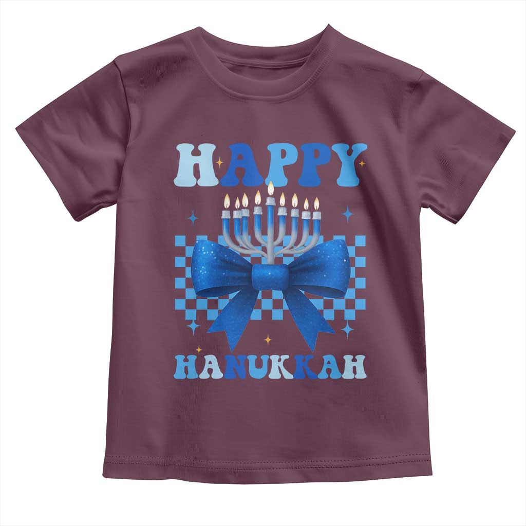 Coquette Hanukkah Toddler T Shirt Jewish Menorah Bow Girls TS10 Maroon Print Your Wear