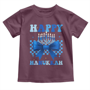 Coquette Hanukkah Toddler T Shirt Jewish Menorah Bow Girls TS10 Maroon Print Your Wear