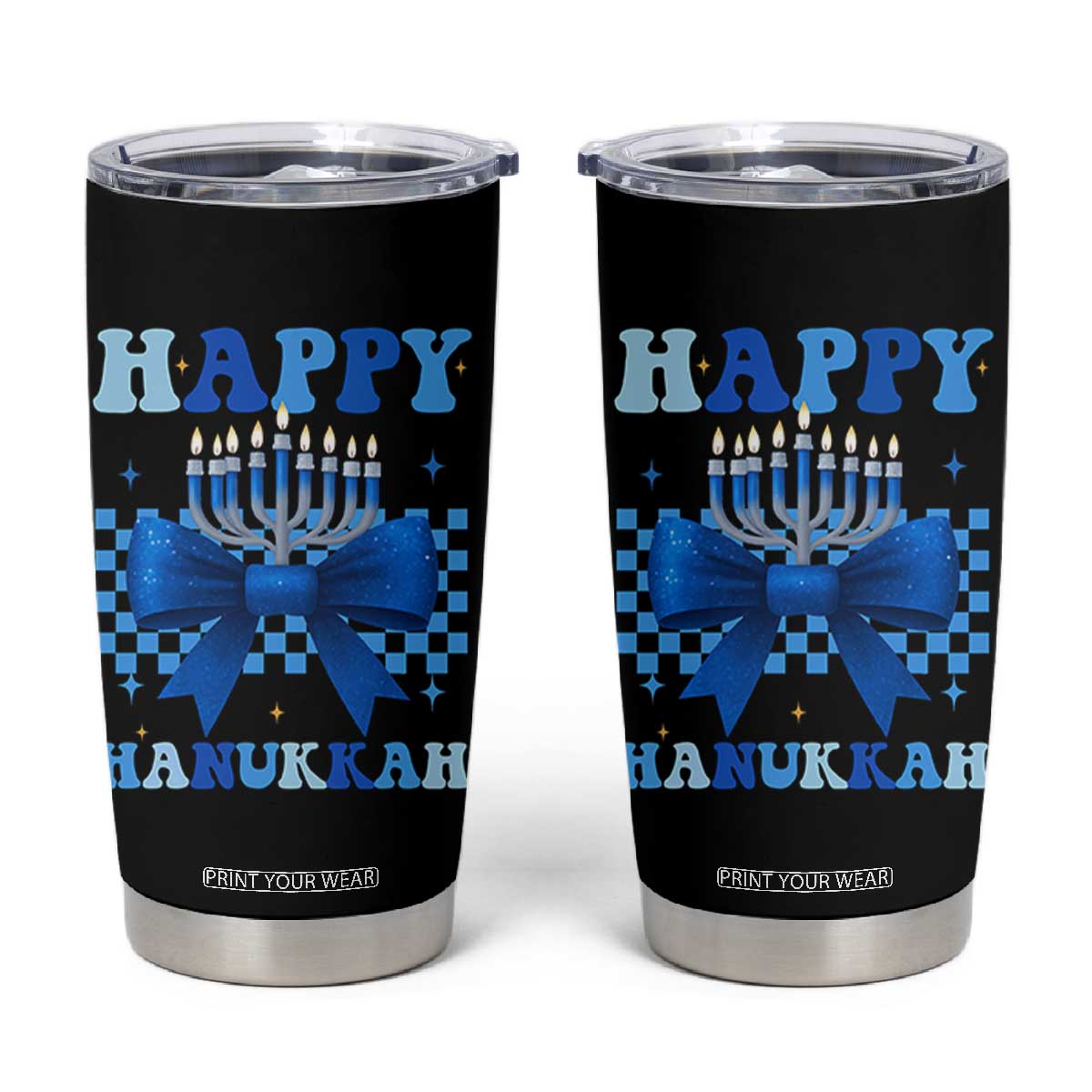 Coquette Hanukkah Tumbler Cup Jewish Menorah Bow Girls TS10 Black Print Your Wear