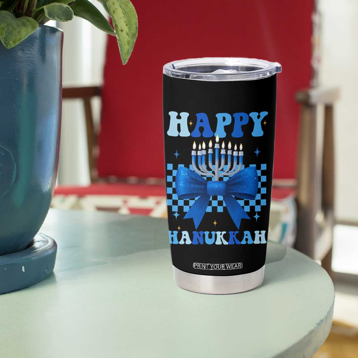 Coquette Hanukkah Tumbler Cup Jewish Menorah Bow Girls TS10 Print Your Wear