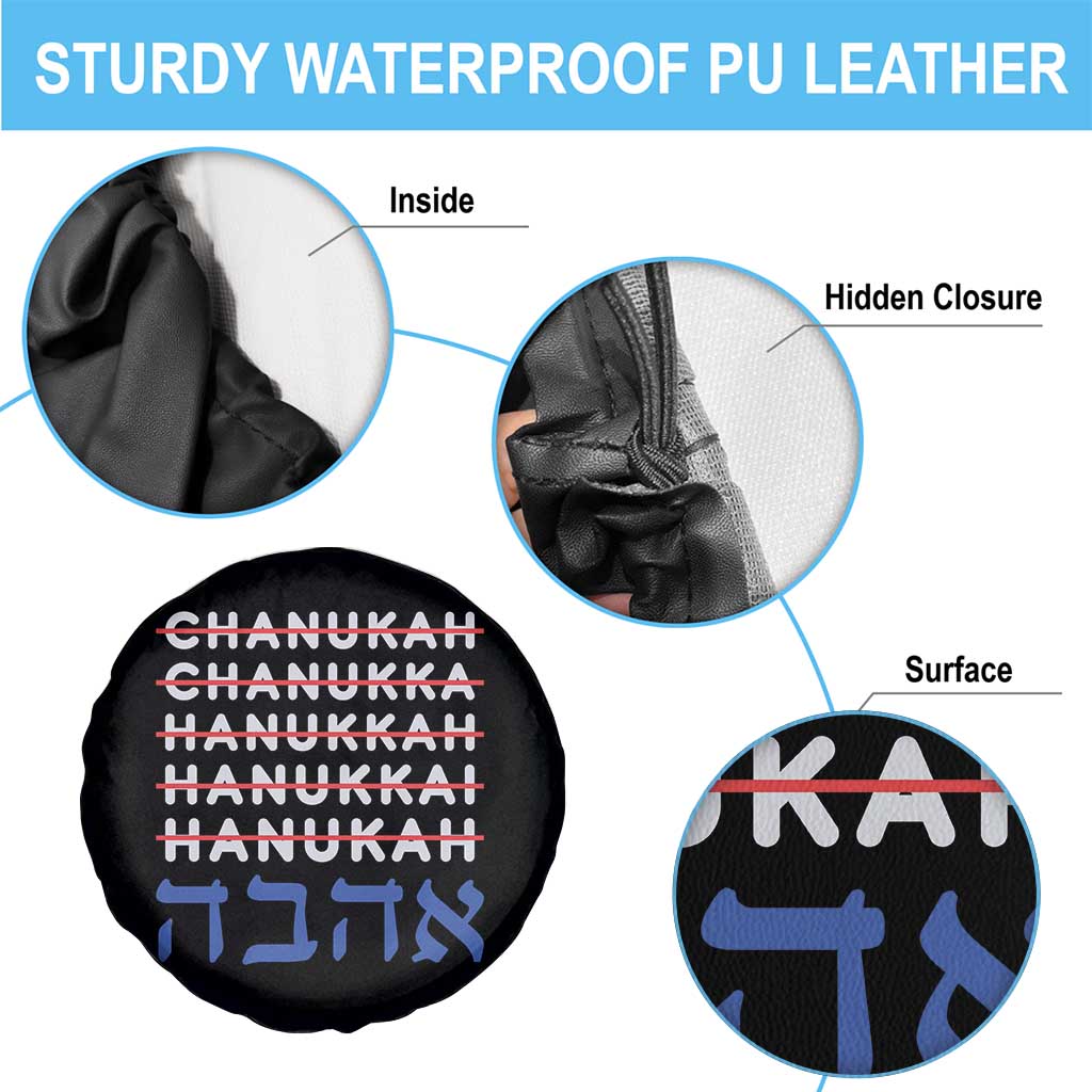 Funny Hanukkah Spelling Spare Tire Cover Jewish Chanukah Humor Hebrew Gifts TS10 Print Your Wear