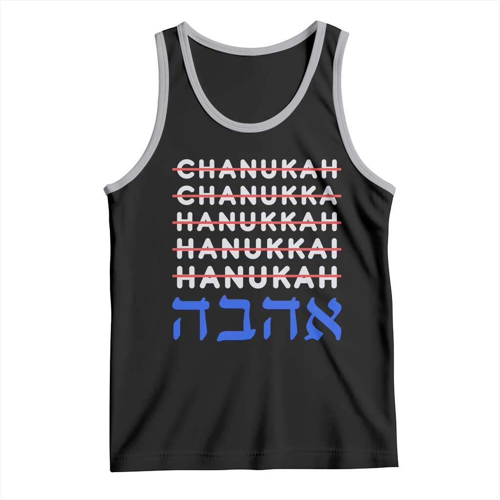 Funny Hanukkah Spelling Tank Top Jewish Chanukah Humor Hebrew Gifts TS10 Black Athletic Heather Print Your Wear