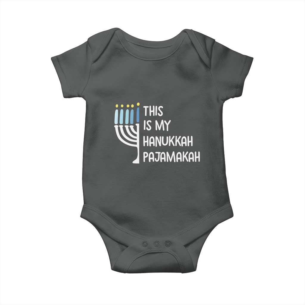Funny Hanukkah Pajama Baby Onesie This is My Pajamakah Gift Chanukah TS10 Dark Heather Print Your Wear